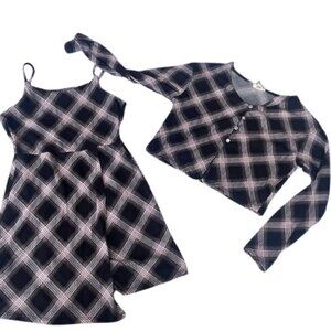 Girl's 2 Piece Outfits Button Front Long Sleeve cardigan and Skirt Set M 7-8
